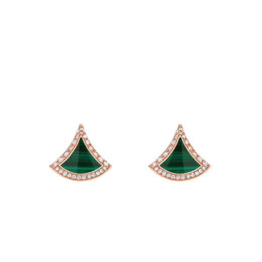 Divas' Dream stud earrings in 18 kt rose gold set with malachite inserts and pavé diamonds. Ramadan Special Edition 359018 image 1