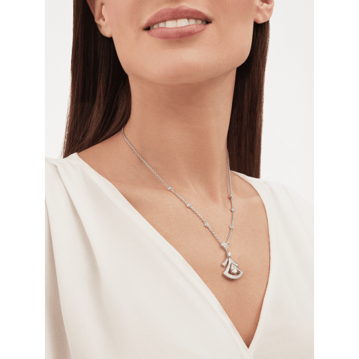 Divas' Dream 18 kt white gold openwork pendant necklace set with a pear-shaped diamond (0.80 ct), round brilliant-cut diamonds (0.77 ct) and pavé diamonds (0.71 ct) 358220 image 1