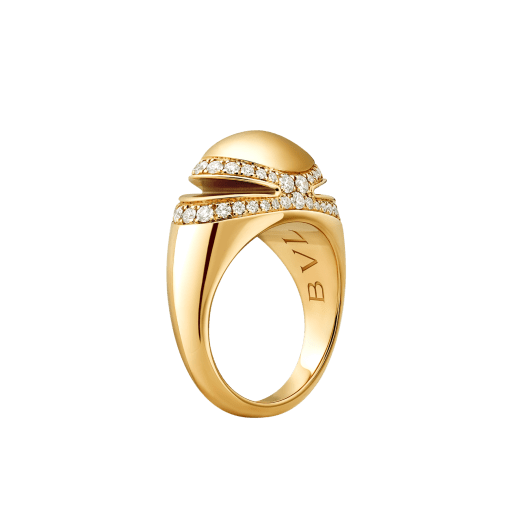 Bvlgari Cabochon 18 kt yellow gold ring set with demi pavé diamonds AN860328 image 1
