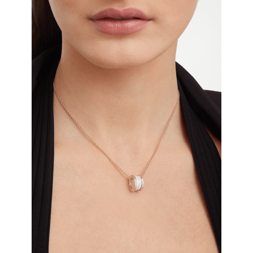 B.zero1 necklace with 18 kt rose gold chain and with 18 kt rose gold and white ceramic pendant. 346082 image 1