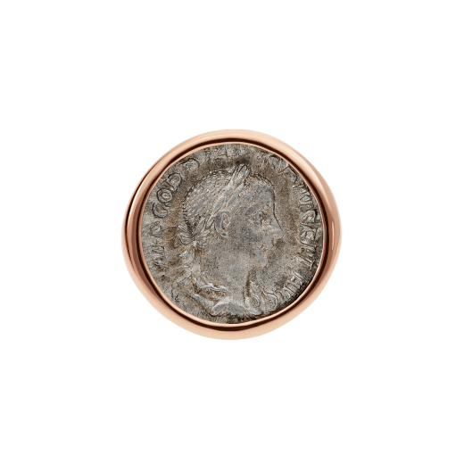 خاتم مونيتي من الذهب الوردي عيار 18 قيراطاً مرصع بقطعة نقود أثرية برونزية أو فضية AN856864 image 3