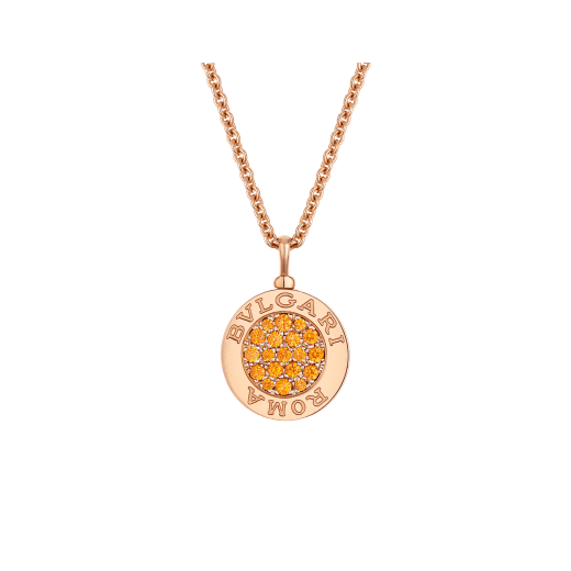 BULGARI BULGARI 18 kt rose gold necklace set with a mother-of-pearl insert and mandarin garnets on the pendant. 360054 image 1