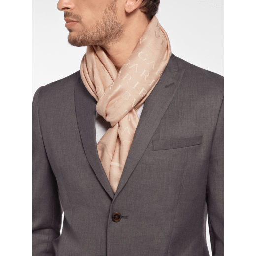 Lettere Maxi stole in fine Niagara sapphire blue silk wool. LETTEREMAXIa image 3