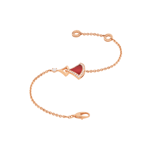 Divas' Dream 18 kt rose gold bracelet set with a carnelian element, a round brilliant-cut diamond and pavé diamonds BR859851 image 2