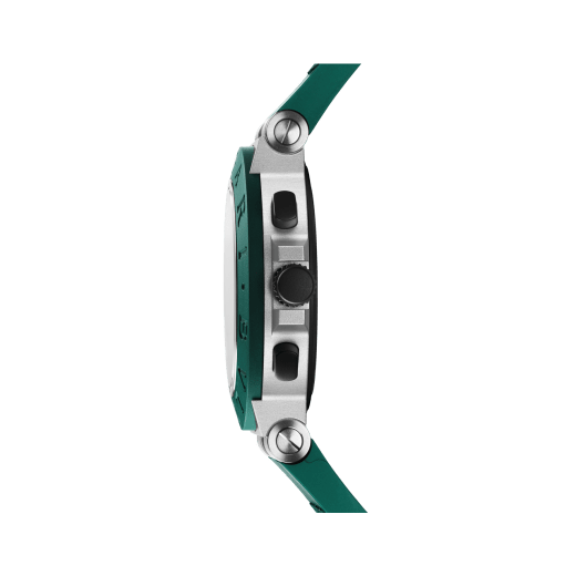 Bvlgari Aluminium Smeraldo watch with mechanical manufacture movement, automatic winding, chronograph, 40 mm aluminium case, dark green rubber bezel and bracelet, and green shaded dial. Water-resistant up to 100 metres. Limited edition of 1.000 pieces 104076 image 3