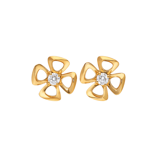 Fiorever Ohrstecker aus 18 Karat Gelbgold mit zwei zentralen Diamanten 357503 image 1