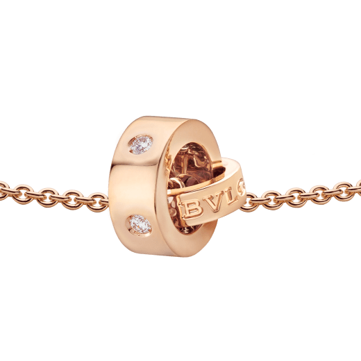 BVLGARI BVLGARI necklace with 18 kt rose gold chain and 18 kt rose gold pendant set with five diamonds. 354028 image 3