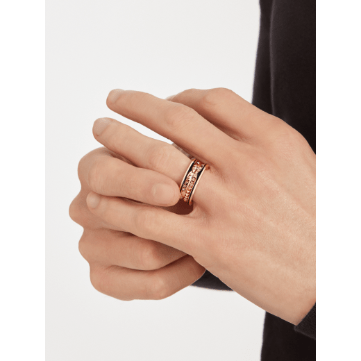 Кольцо с двумя витками B.zero1 Rock, розовое золото 18 карат, заклепки на спирали, вставки из черной керамики на кромках AN859090 image 5