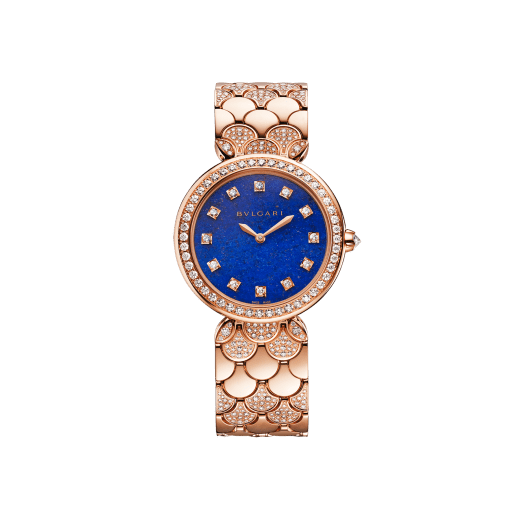 DIVAS' DREAM watch with 18 kt rose gold case and bracelet set with brilliant-cut diamonds, lapis lazuli dial and 12 diamond indexes. Water-resistant up to 30 meters 103574 image 1