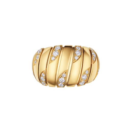 Bvlgari Tubogas 18 kt yellow gold ring set with pavé diamonds AN860574 image 3