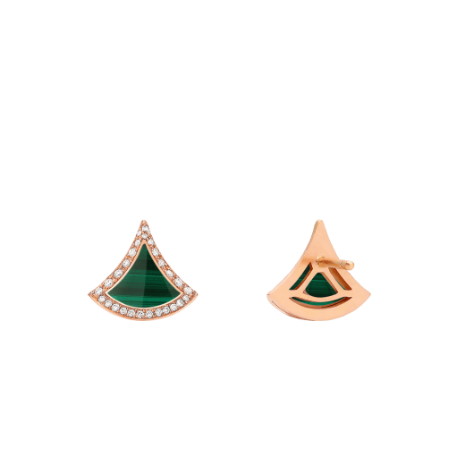 Divas' Dream stud earrings in 18 kt rose gold set with malachite inserts and pavé diamonds. 359018 image 3