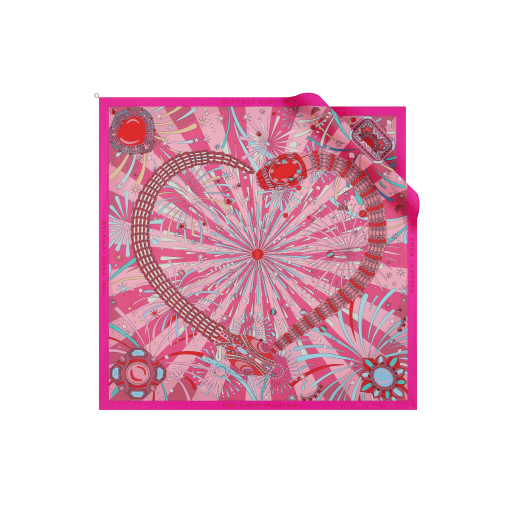 Serpenti Cuore LNY Special Edition scarf in fine royal ruby red silk twill with a Bvlgari Bvlgari metal pendant. Made of 100% silk. LNY25SQ image 2