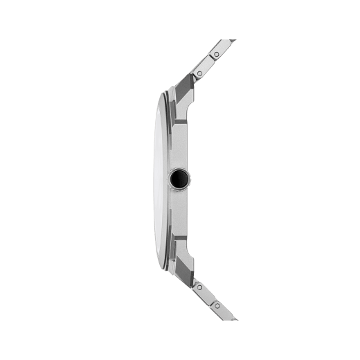 Octo Finissimo Automatic Uhr mit extraflachem mechanischen Manufakturwerk (2,23 mm hoch), Automatikaufzug, 40 mm Gehäuse und Armband aus sandgestrahltem Titan, Zifferblatt aus mattgrauem sandgestrahlten Titan mit Anzeige, die den ersten Octo Entwurf von Fabrizio Buonamassa-Stigliani nachempfindet, und Faltschließe. Wasserdicht bis 30 Meter. Special Edition von 200 Exemplaren 103672 image 3