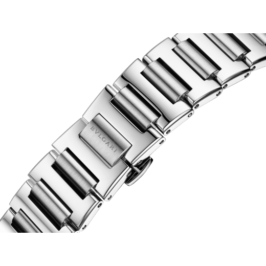Lvcea watch in polished and satin-brushed stainless steel with automatic movement, blue aventurine intarsio dial and 12 diamond indexes. Water-resistant up to 50 metres 104198 image 4