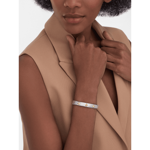 Bvlgari Tubogas Gold & Steel stainless steel bracelet set with 18 kt yellow gold studs BR860869 image 1