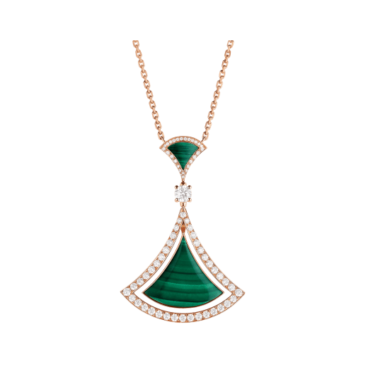 Divas' Dream pendant necklace in 18 kt rose gold set with a malachite insert and pavé diamonds. Ramadan Special Edition CL859415 image 1