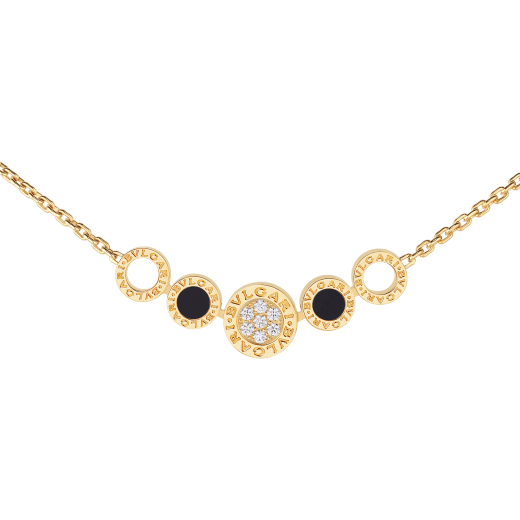 BVLGARI BVLGARI 18 kt yellow gold necklace set with round black onyx inserts and pavé diamonds 358425 image 3