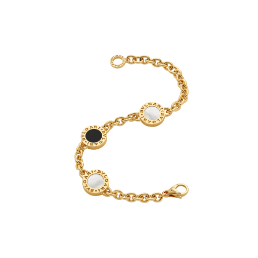Bvlgari Bvlgari 18 kt yellow gold soft bracelet set with mother-of-pearl and onyx elements BR860463 image 2