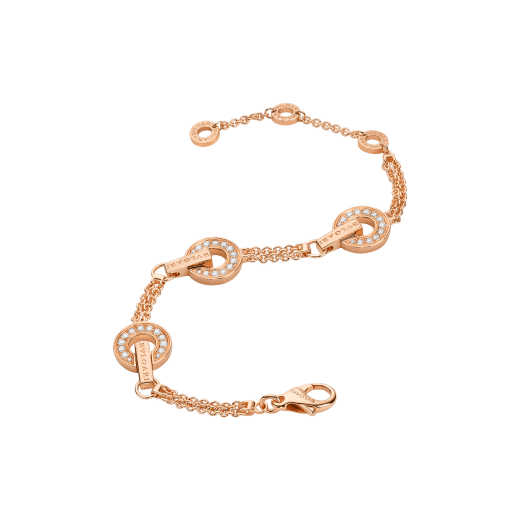 BVLGARI BVLGARI Openwork 18 kt rose gold necklace set with full pavé diamonds on the circular elements BR858775 image 2