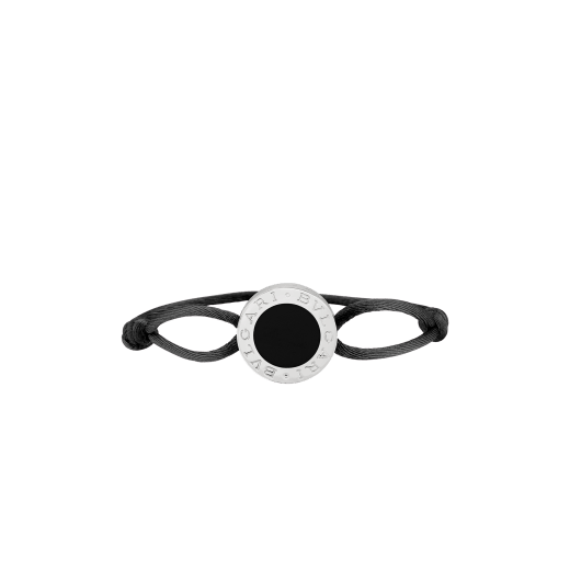 BVLGARI BVLGARI Armband aus topasfarbenem Stoff mit ikonischem Logodekor aus Sterlingsilber und topasfarbener Emaille BRACLT-LUCKYUa image 1