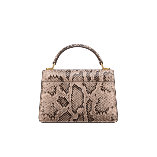 Serpenti Forever mini top handle bag in mint tourmaline shiny python skin with mint tourmaline nappa leather lining. Captivating snakehead magnetic closure in gold-plated brass embellished with misty jade enamel and gold-plated brass scales, and black onyx eyes. SEA-001-1283XS-EX image 2