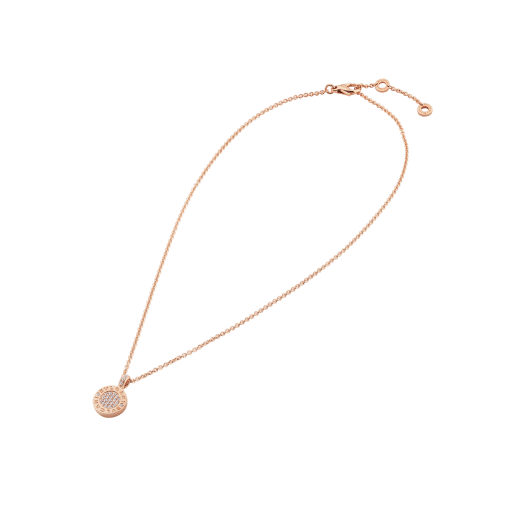 Collana Bvlgari Bvlgari con catena in oro rosa 18 kt e pendente in oro rosa 18 kt con giada verde e pavé di diamanti. 350681 image 2