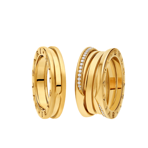 B.zero1 3-Band-Ring aus 18 Karat Gelbgold, an den Rändern halb ausgefasst mit Diamant-Pavé AN859655 image 4