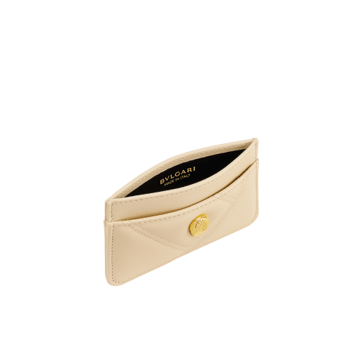 Футляр для кредитных карт Serpenti Cabochon, кожа теленка черного цвета, крупный стеганый узор. Заклепка в виде змеиной головы из латуни с золотым покрытием, глаза из красной эмали. SCB-CCHOLDER image 2