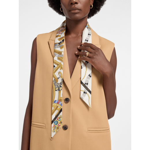 Wonder Garden shelley in fine Eden green silk twill with a BVLGARI BVLGARI metal pendant. Made of 100% silk. WONDERGARDEN-SH image 1