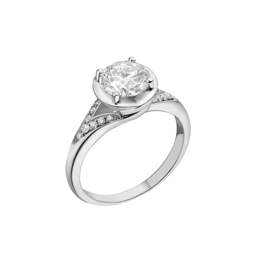 Incontro d'Amore 鉑金戒指，鑲飾 1 顆圓形明亮型切割鑽石和密鑲鑽石。 352259 image 1