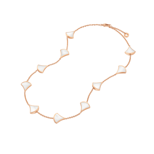 Divas' Dream 18 kt rose gold short necklace set with white mother-of-pearl elements 362775 image 2