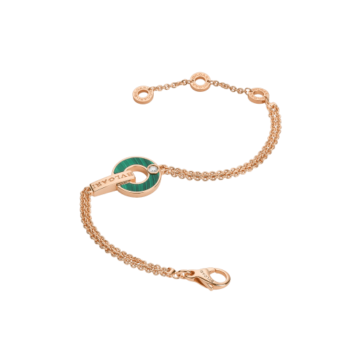 BVLGARI BVLGARI Openwork 18 kt rose gold bracelet set with malachite elements and a round brilliant-cut diamond BR858958 image 2