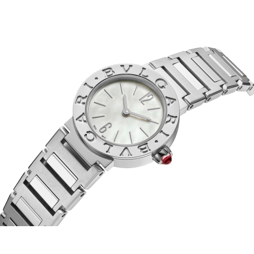 Bvlgari Bvlgari watch in stainless steel case and bracelet, stainless steel bezel engraved with double logo and mother-of-pearl dial 104032 image 2