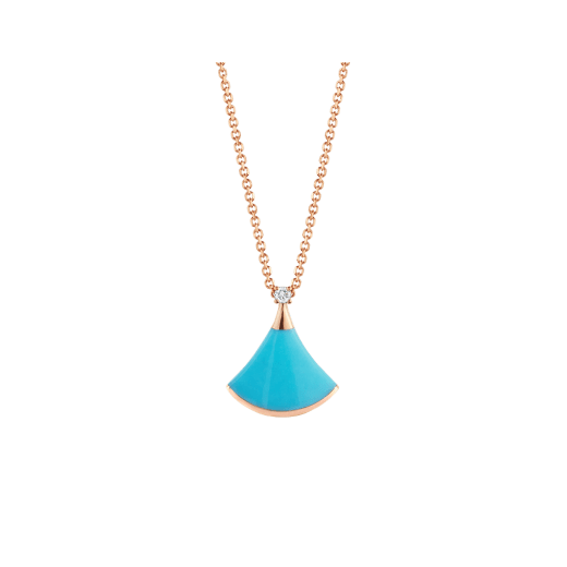 Collier DIVAS' DREAM en or rose 18 K avec pendentif serti de turquoise et d’un diamant. 350584 image 1