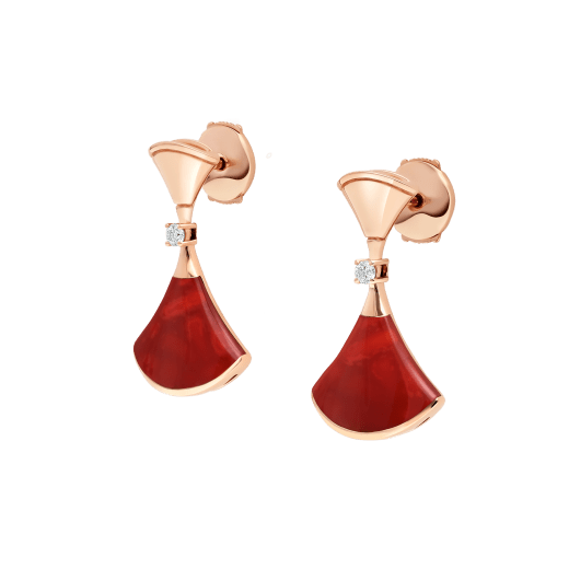DIVAS' DREAM 18 kt rose gold earring set with carnelian elements and round brilliant-cut diamonds (0.07 ct) 356749 image 2