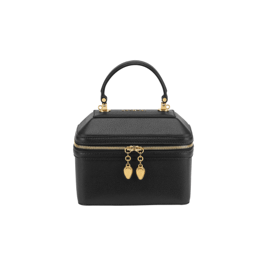 Serpenti Forever jewellery box bag in light gold Molten karung skin with black nappa leather lining. Captivating snakehead zip pullers and chain strap decors in light gold-plated brass. 1177-UCL image 1