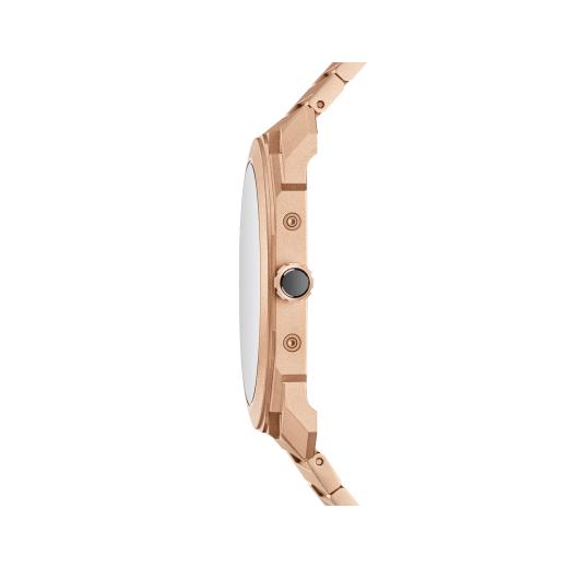 Octo Finissimo Perpetual Calendar watch with mechanical manufacture ultra-thin movement (2.75 mm thin), automatic winding, perpetual calendar, sandblasted 18 kt rose gold case and bracelet, rose gold dial, brown hands and indexes. Water resistant up to 30 metres 104175 image 3