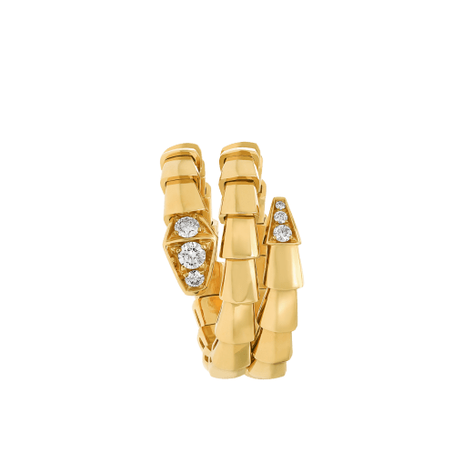 Doppelt geschwungener Serpenti Viper Ring aus 18 Karat Gelbgold, halb ausgefasst mit Diamant-Pavé AN858970 image 2