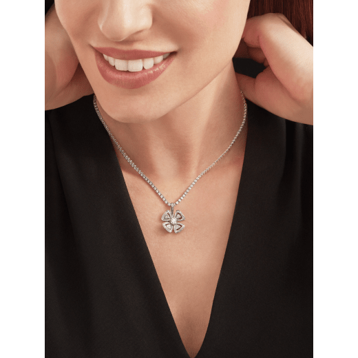 Fiorever 18 kt white gold convertible pendant necklace set with brilliant-cut diamonds (5.55 ct) and pavé diamonds (0.41 ct) 358351 image 5