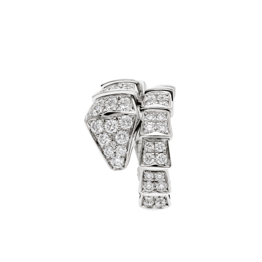 Serpenti Viper one-coil ring in 18 kt white gold, set with full pavé diamonds. AN855116 image 2