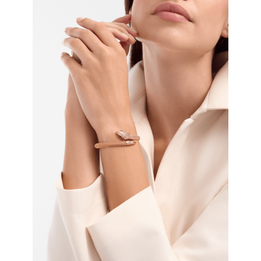 Serpenti single-coil 18 kt rose gold bracelet set with pavé diamonds on the head and the tail, and black onyx eyes BR859857 image 1