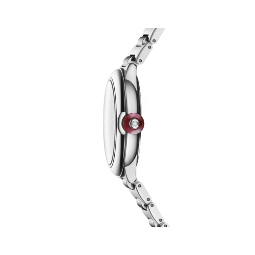Lvcea watch in polished and satin-brushed stainless steel with automatic movement, white mother-of-pearl intarsio dial and 12 diamond indexes. Water-resistant up to 50 metres 103727 image 3