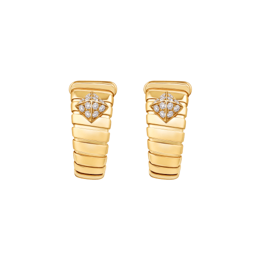 Bvlgari Tubogas 18 kt yellow gold hoop earrings set with pavé diamonds studs 362301 image 1