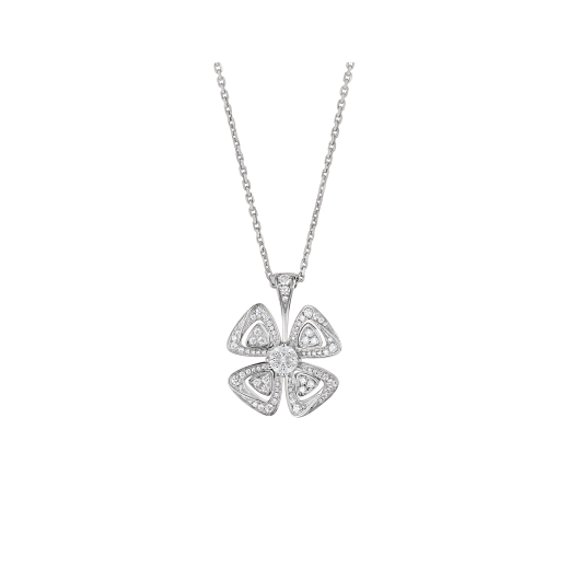 Fiorever 18 kt white gold necklace set with a central diamond and pavé diamonds. 354496 image 1