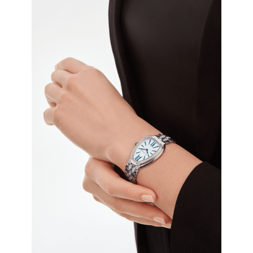 Serpenti Seduttori watch with 18 kt white gold case and bracelet both set with diamonds, and silver opaline dial 103276 image 4