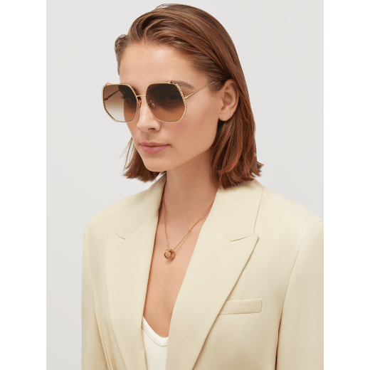 Serpenti Viper geometric metal sunglasses with gold-finished temples BV40004U image 1