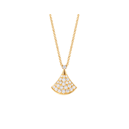 DIVAS' DREAM 18 kt yellow gold necklace with pendant set with one diamond and pavé diamonds 357511 image 1
