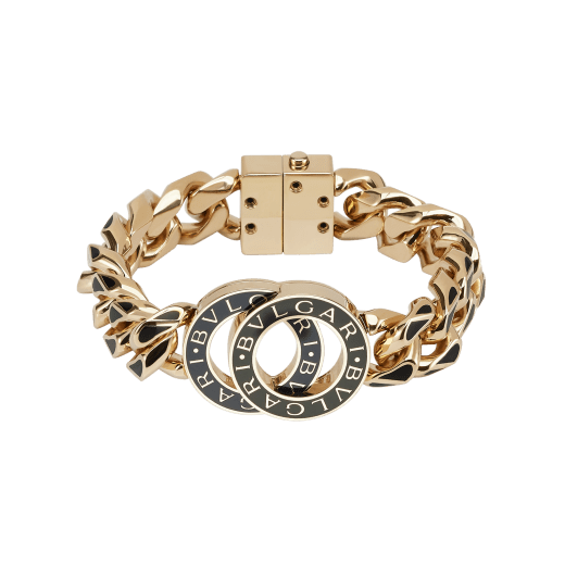 BULGARI BULGARI multicoloured Maxi Chain bracelet in light gold-plated brass with inserts with black and royal sapphire blue enamel. Iconic embellishment and clasp. CHUNKYBBBRCLT-MC image 2