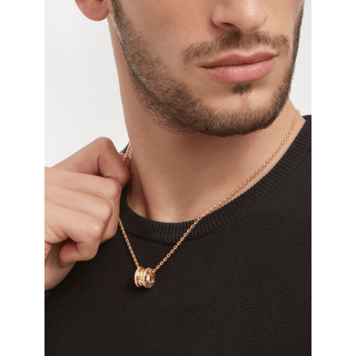 B.zero1 Rock pendant necklace in 18 kt yellow gold with studs set with pavé diamonds 358349 image 5