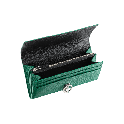 BVLGARI BVLGARI wallet pochette in emerald green and black grain calf leather. Iconic logo clip closure in palladium plated brass. 289379 image 2